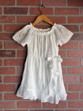 Charming White Eyelet Kids Dress